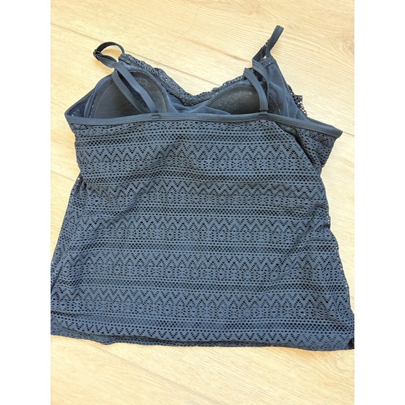Croft & Barrow Black Swim Top Tankini Ruffle Lace Women's Size 16 - Picture 4 of 4